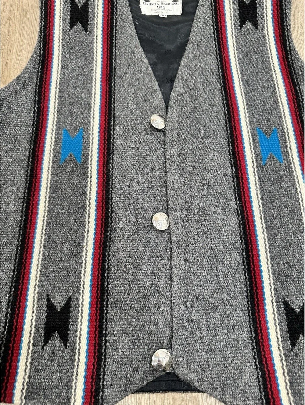 Ceremonial Native American Wool Vest Centinela Traditional Arts Chimayo Size 40